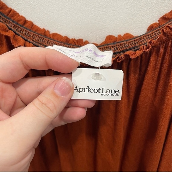 Apricot Lane Boutique Ruffle Hem High Lo Dress in Rust Small - Picture 6 of 9